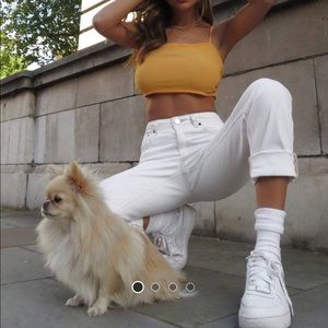 ASOS DESIGN high waist slim mom jeans in off white